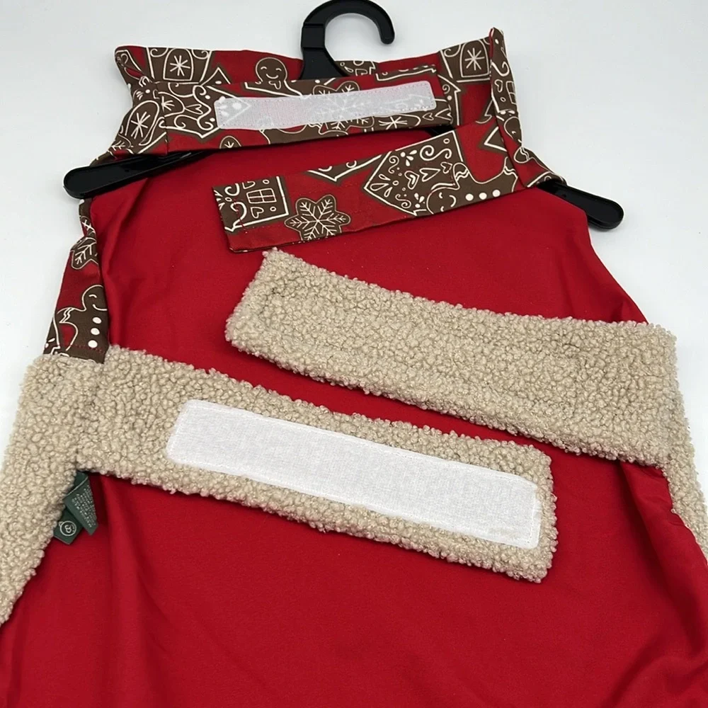Paw &‎ Tail Red Gingerbread Dog Vest with Tan Sherpa Fur Hook & Loop Close Large